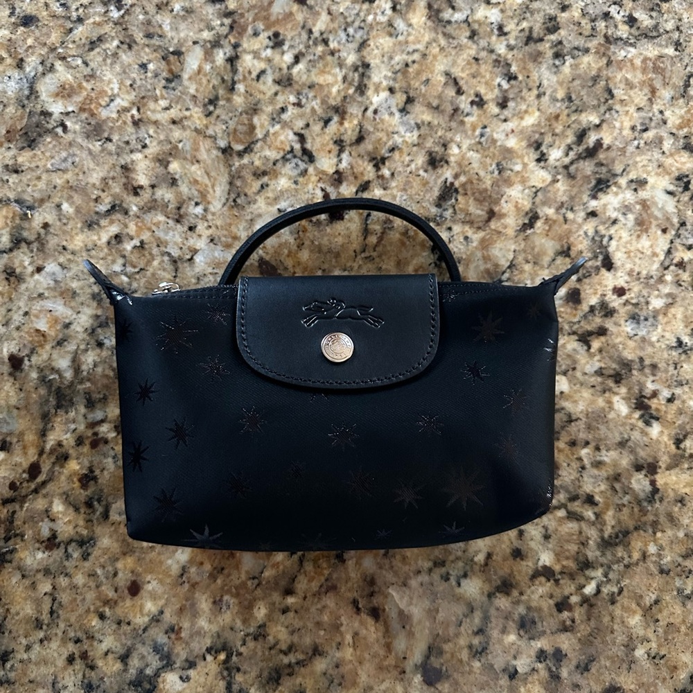 Longchamp Le Pliage Cosmetics Case Black Stars